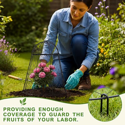 Sadnyy 12 Pack Garden Chicken Wire Cloche, 13" W X 15.7" H Plant Protectors and Covers, Wire Garden Cloches from Animals Metal Cage Plant Protection Strong and Not Easy to Deform - size: 13" D X 15.7" H, style: Detachable Style
