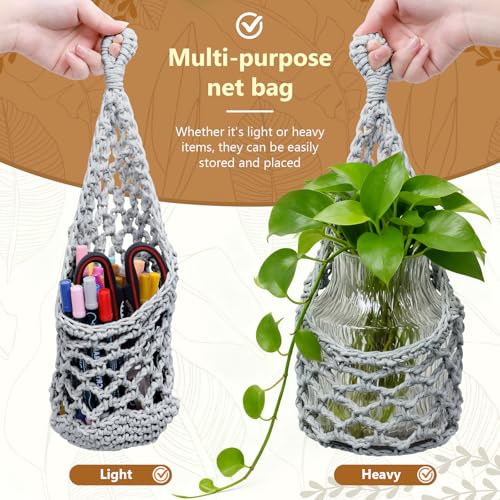 Macrame Wall Plant Hanger, Hanging Planter Basket Holder, Wall Planters for Indoor Plants, for Up to 6 Inch Pot (Grey, 6-Inch) - color: Gray, size: Large – Fits Pot Bottom ≤6"