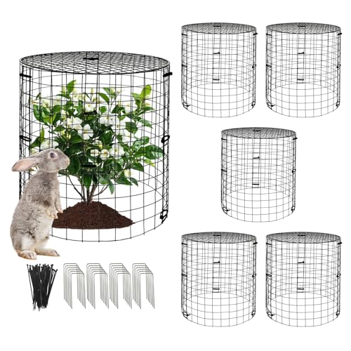6 Packs Garden Plant Protectors from Animals,Metal Plant Cage, 11.8"x 12.6" - color: Black-6