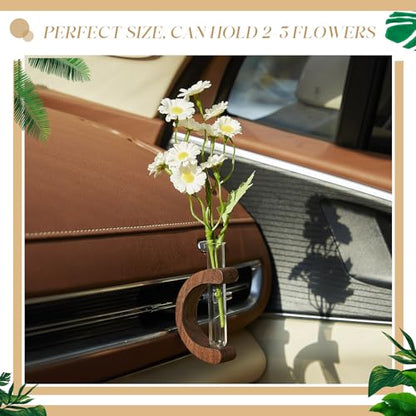4 Pcs Mini Car Vase Vent Clip Propagation Vase, Mixed Wood Color - color: Mixed Wood Color
