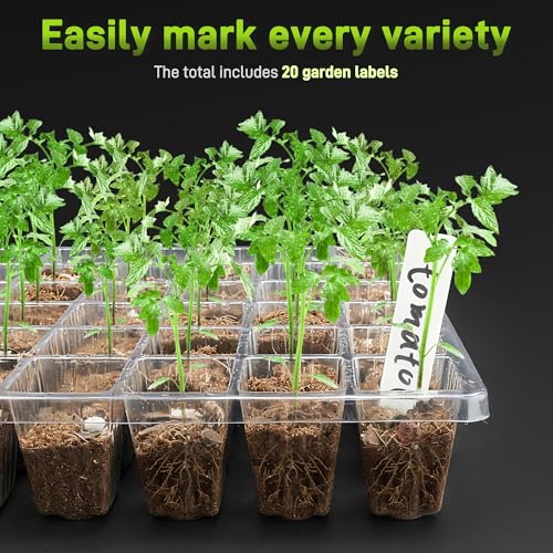Mulctun 60-Cell Seed Starter Tray with Grow Light, Seedling Starter Trays with 4.08" Humidity Dome, Self-Watering Plant Germination Trays,Seed Starter Kit for Seeds Growing (Black) - size: 1 Pack