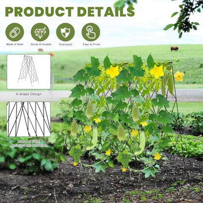 Cucumber Trellis 2 Pack,Foldable A-Frame Garden Trellis - color: Black, size: 39.4" H