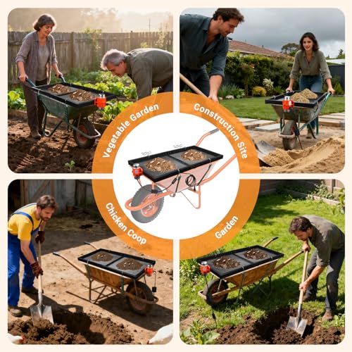 Soil Sifter with 40W Motor, Metal Sifter for Rocks with Switch & Noise-Reducing Rubber Pads, Automatic 39" x 19.5" Large Compost Screen Sieve for Sand-Idea for Most Wheelbarrow Carts (Not Included)