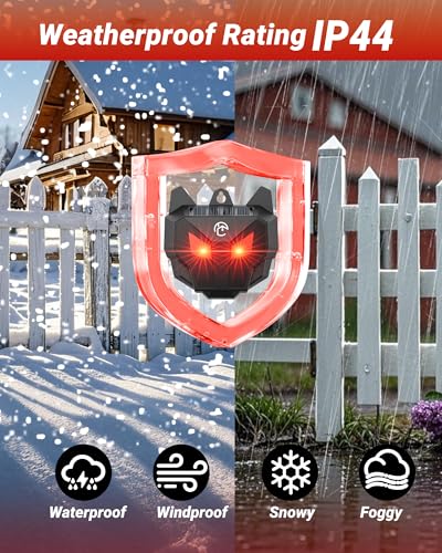 Solar Coyote Deterrent Predator Lights - Nocturnal Animal Repeller with Red LED Flashing Lights for Chicken Coop, Yard & Garden Protection Against Raccoons, Foxes, Deer, Skunks, Hawks
