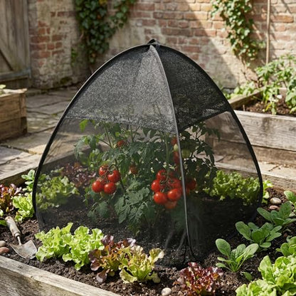 2Pcs Pop Up Garden Netting Bug and Shade Cover,Plant Sun Shade Netting Tent - color: Black-28x28x30 Inch