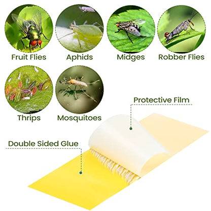 Qualirey 150 Pcs Yellow Sticky Houseplant Traps Gnat Stakes Indoor - color: Yellow
