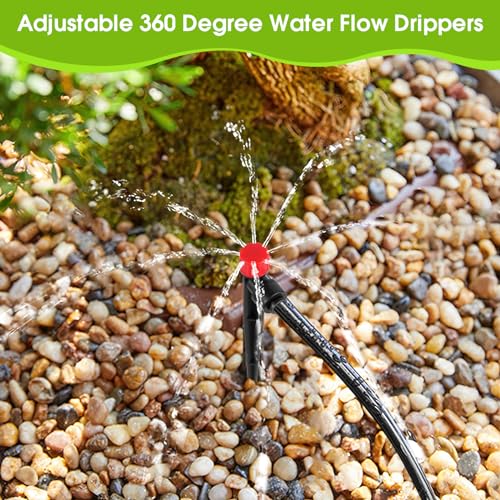 30 Pcs Drip Irrigation Emitters with Stake - Adjustable Drip Emitter Stream for 1/4" Drip Line Irrigation Tubing - Drip Irrigation System Parts Drippers Sprinkler Heads for Garden Watering System -Red - style: 30 Pcs Red Drip Emitters Stream