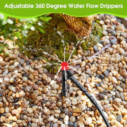 30 Pcs Drip Irrigation Emitters with Stake - Adjustable Drip Emitter Stream for 1/4" Drip Line Irrigation Tubing - Drip Irrigation System Parts Drippers Sprinkler Heads for Garden Watering System -Red - style: 30 Pcs Red Drip Emitters Stream