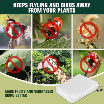 KEOHOLI 12x12 FT Large Fruit Tree Netting Bags with Zipper and Drawstring, Insect Bird Barrier Netting Plant Covers for Fruit Vegetable Trees, Bushes,Flower in Garden (12 * 12ft, 1Pack) - size: 12*12ft (1Pack, White)