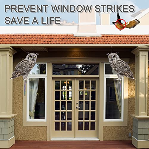 Owl to Scare Animals, 3 Pack Hanging Effective Owl Control Device to Keep Animals Pigeon Woodpecker Away from Outdoor Garden Yard - color: Grey-3