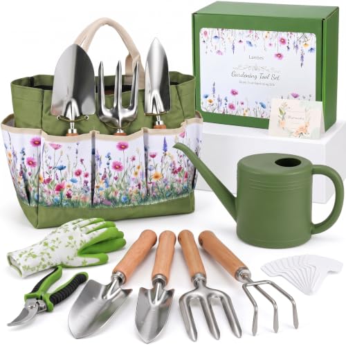 21 Pcs Gardening Gifts for Women Heavy-Duty Garden Tool Set - color: Green