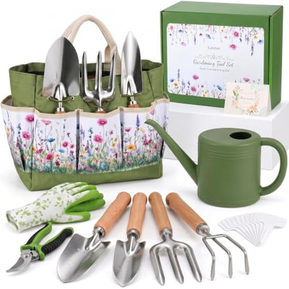 21 Pcs Gardening Gifts for Women Heavy-Duty Garden Tool Set - color: Green
