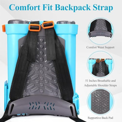 Battery Powered Backpack Sprayer 4.1 Gallon, 100 PSI Electric Garden Sprayer with 21V 2.6Ah Battery & 6 Nozzles, for Weeding, Spraying - size: 4.1 Gallon