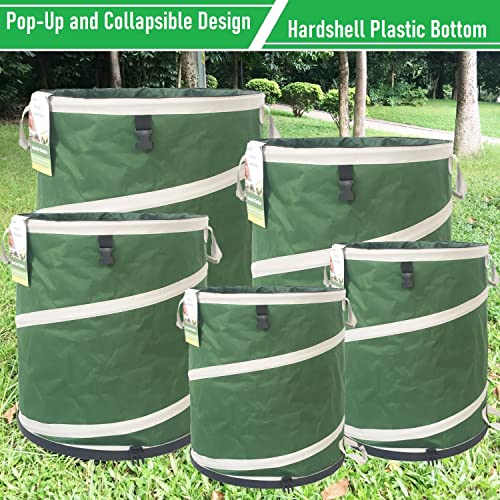 46-Gallon Collapsible Trash Can (22x28 in) Hard-Shell Bottom Yard Garden Bag,Big Leaf Bag,Yard Waste Bags,Debris Container,Pop-Up Recycling Bin,RV Camping Waste Bin,Laundry Hamper,Lawn Grass,Weeds Bag