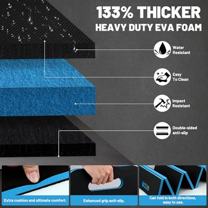Foldable Mechanic Mat Kneeling Pad, 0.9" Extra Thick EVA Foam,Blue - color: BLUE & BLACK