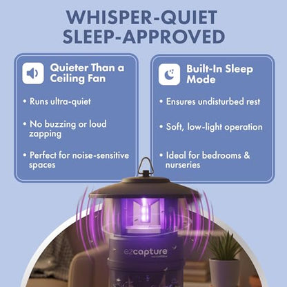 EZCapture T10 Indoor Bug Trap with Fan Suction - Versatile LED Flying Insect Trap for Indoor and Outdoor Use - No Zapping Noise, for Fruit Fly, Gnat, and Mosquitoes, 5 Glue Boards Included