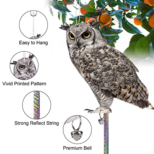 Owl to Scare Animals, 3 Pack Hanging Effective Owl Control Device to Keep Animals Pigeon Woodpecker Away from Outdoor Garden Yard - color: Grey-3