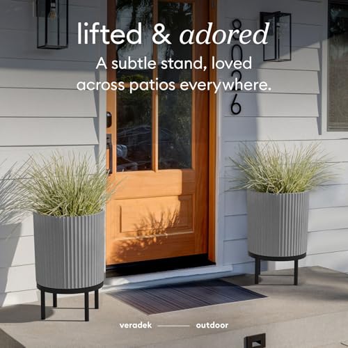 Veradek Demi Series Raised Planter - Round Planter with Stand - color: Gray/Black, size: 16 inch - 2 Pack