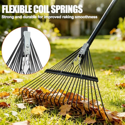 Rake for Leaves,22.8" Wide Gardening Leaf Rake for Lawns - style: 22 Metal Tines