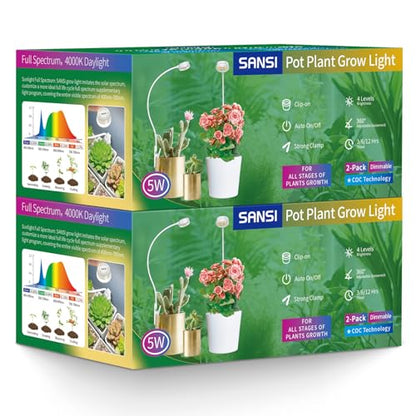SANSI Grow Lights for Indoor Plants, Pot Clip-On Plant Light, 4-Pack - size: 4-Pack