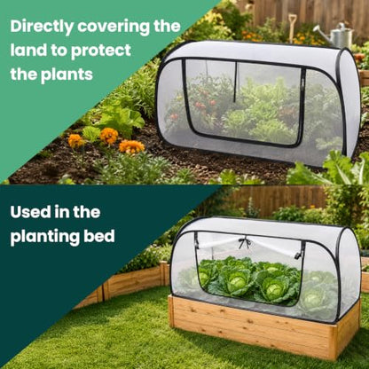 2 Pack Pop Up Garden Bed Cover, Mesh Plant Protector