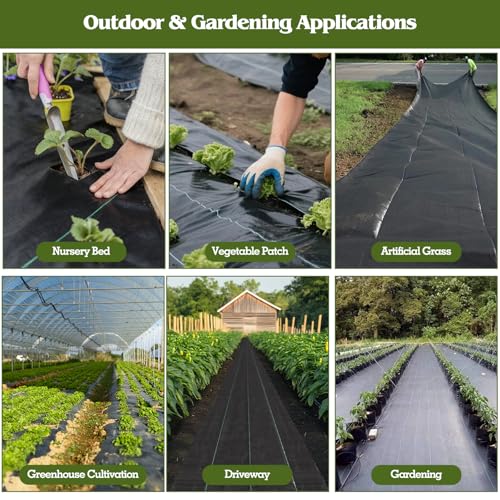 HongWay 6FT x 300FT Weed Barrier Fabric, Landscape Fabric with 120 Staples - size: 6FT x 300FT