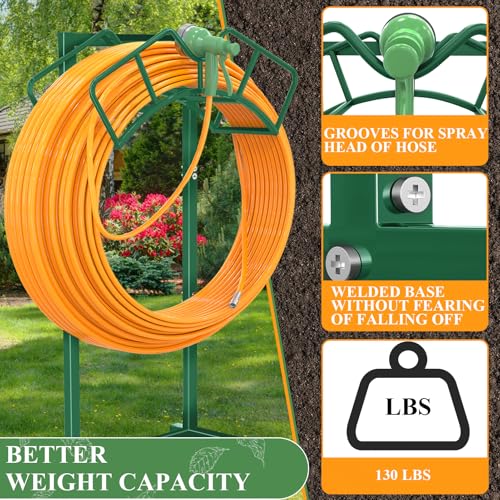 Qatsrin Super Stable Garden Hose Holder, Water Hose Reel holds 160ft, Green - color: Green