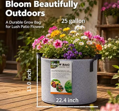 25 gallon plant large grow bags planter pots for plants with Handles,3Pcs - size: 25 gallon
