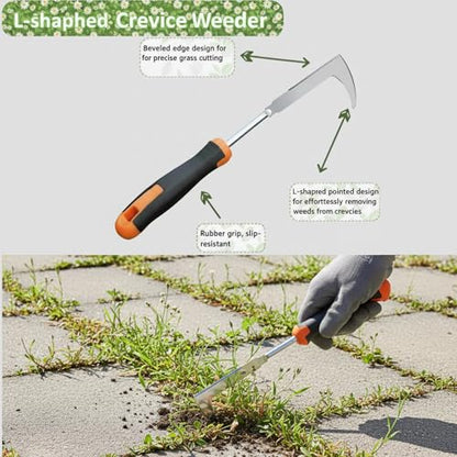 Weed Puller Tool, Portable Rubber-Handled Garden Tools, Four-Tined Weeding Tool, Uprooting Weeding Tools, Crevice Weeder, Yard Weed Tools and Weed Removal Tool (style3) - style: style3