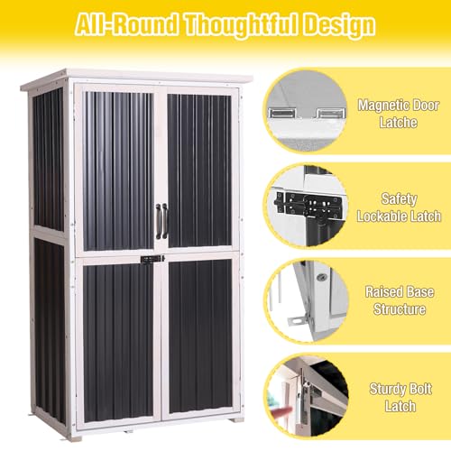 Aivituvin Outdoor Storage Cabinet,Weatherproof Plastic Shed with Adjustable Shelves,Outdoor Tool Storage for Patio,Garden,Backyard