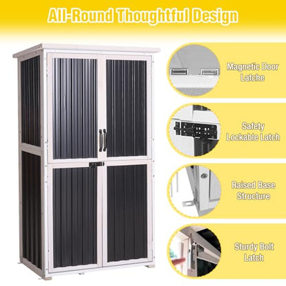 Aivituvin Outdoor Storage Cabinet,Weatherproof Plastic Shed with Adjustable Shelves,Outdoor Tool Storage for Patio,Garden,Backyard