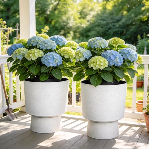 2-Pack 16.75" White Terrazzo Urn Planters with Detachable Bases - color: 16.8"h-sand White