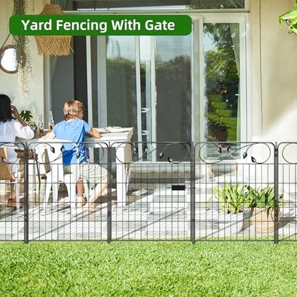 Decorative Metal Garden Fencing with Gate 30in(H) X16ft(L) 1Gate+7Panels - size: 30″Tall(Gate+7 Panels)