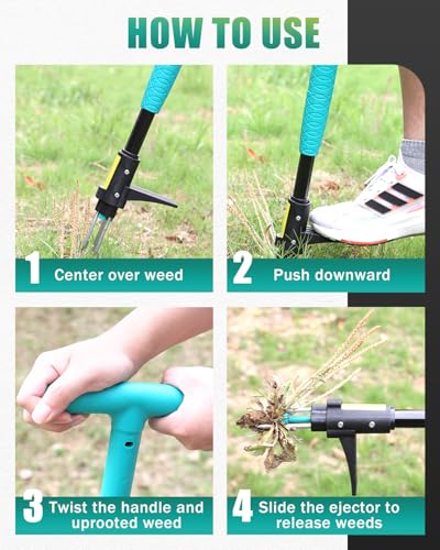 39" Weed Puller Tool, Heavy Duty Detachable Stand Up Garden Weeding Tool - color: Common Teal, size: T-shaped Handle