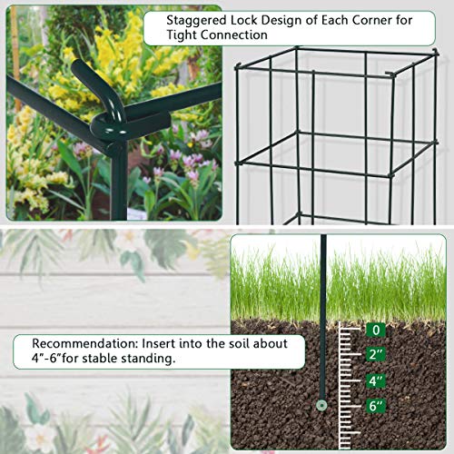 3.25 Ft-4 Pack Tomato Cages for Garden, Folding Plant Cage Support, Multifunctional Adjustable Plant Stakes for Vertical Climbing Plants, Vine, Flowers, Vegetables (16''x 16''x 39'', 4 Pcs)