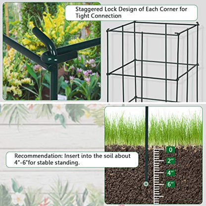 3.25 Ft-4 Pack Tomato Cages for Garden, Folding Plant Cage Support, Multifunctional Adjustable Plant Stakes for Vertical Climbing Plants, Vine, Flowers, Vegetables (16''x 16''x 39'', 4 Pcs)