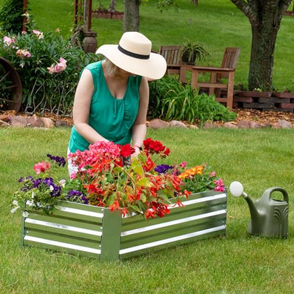 Sunnydaze Rectangle Galvanized Raised Garden Bed for Vegetables & Flowers - color: Silver