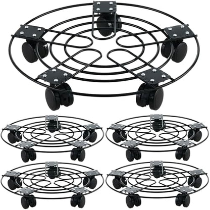 5 Packs 13.5" Large Metal Plant Caddy with Wheels Iron Rolling Plant Stands Heavy-duty Plant Roller Base Pot Movers Indoor Outdoor Plant Dolly with 5 Casters Plant Trolley Coaster Holder - size: 13.5" - 5 packs
