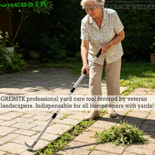 GREBSTK Crack Weeder Crevice Weeding Stainless Steel Tool Adjustable, 63 in