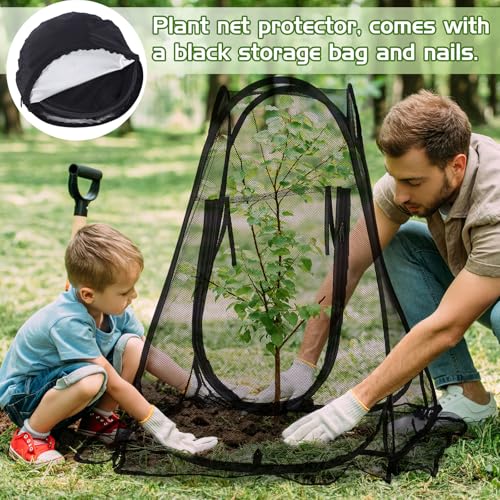 4 Pack Pop up Mesh Plant Protectors from Animals 28x 28x 34 Inch Plant Netting Pest Guard Cover Each Set with 8 Stakes and 1 Carry Bag for Protect Vegetable Fruit Flower from Bird Insect - style: Tapered