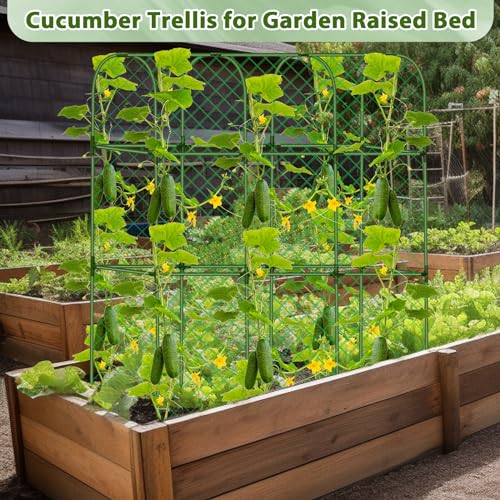 Cucumber Trellis for Garden, Upgrade U-Shaped Metal Garden Trellis Plant Grow Support Frame for Climbing Plants Vegetable Flower Fruits Vine Raised Bed with Netting, Instruction, Garden Tools, Green - color: U-Frame 49.2'' (H) X 49.6'' (L)