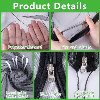 5.3 x 5.3 Ft Black Large Fruit Tree Netting with Zipper and Drawstring, Breathable Mesh Garden Bird Netting Plant Cover, Insect Bird Barrier Net Mesh for Protect Fruits Plants from Squirrel Bugs - size: 5.3 x 5.3 Ft