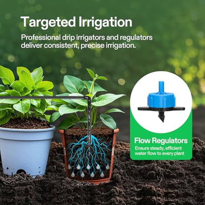 VIVOSUN Professional Automatic Drip Irrigation Kits, 15W Output, All in One Professional Grow Kit- Includes Pump, Timer and Regulator, 8 Drip Emitters Garden Plant Watering System Indoor Outdoor - style: Automatic Drip Irrigation