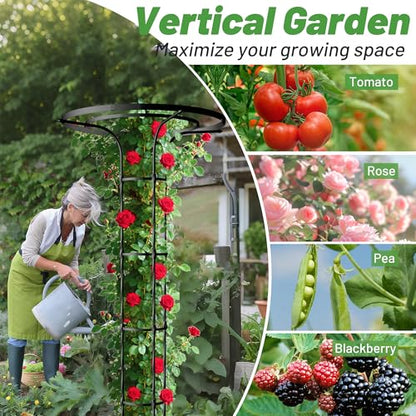 Umbrella Top Garden Trellis for Climbing Plants Outdoor, 5.7FT Tall Obelisk - color: Tall - 68.9" Height