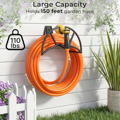 TomCare Garden Hose Holder Wall Mount, 150FT Capacity Water Hose Hanger - color: All Balck, size: Standard