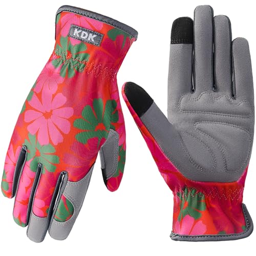 KDK Leather Gardening Gloves for Women Thorn Proof Yard Work Gloves (S) - color: Pink-purple (Daisy), size: Small