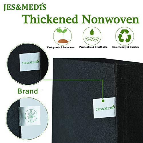 JES&MEDIS 6-Pack 45 Gallon Plant Grow Bags Thick Aeration Non Woven Fabric Flower Vegetable Pots with Handles Garden Container Black (45 Gallon_6 Pack) - size: 45Gallon_6Pack