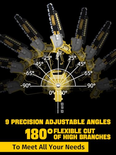 Cordless Pole Saw, 8-INCH 2-IN-1 Chainsaw, Electric Tree Trimmer with 9FT Telescopic Pole, 180°Angle for Tree Branches Pruning & Wood Cutting,Compatible with Makita Battery (no battery) - style: 8inch Pole Saw (tool only)