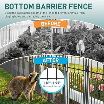 Goovilla Garden Fence, Total 19ft(L) x 21in(H), 19 Pcs, Rustproof Metal - size: Square arch with Curved