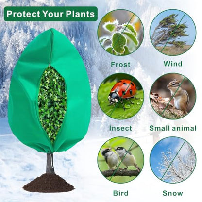6 Pack Plant Frost Freeze Protection Covers with Zipper Drawstring, 2 Sizes